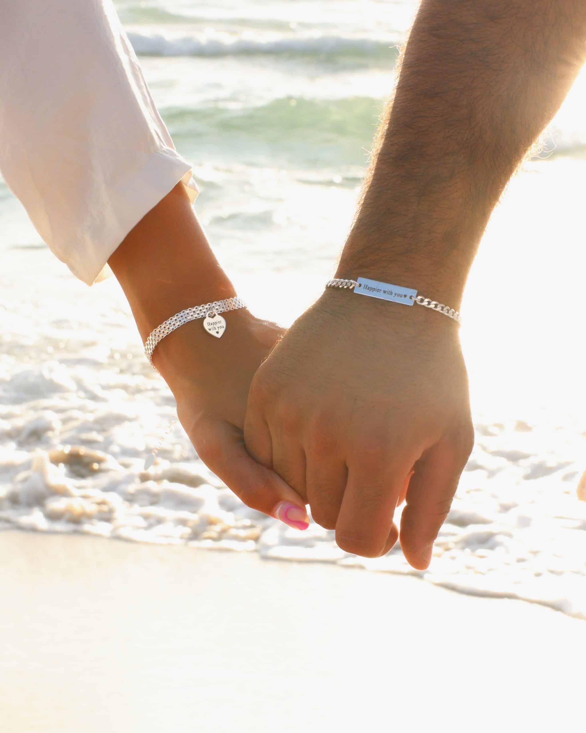 Set for a couple - Gourmet bracelet and Jayzy bracelet - personalized engraving