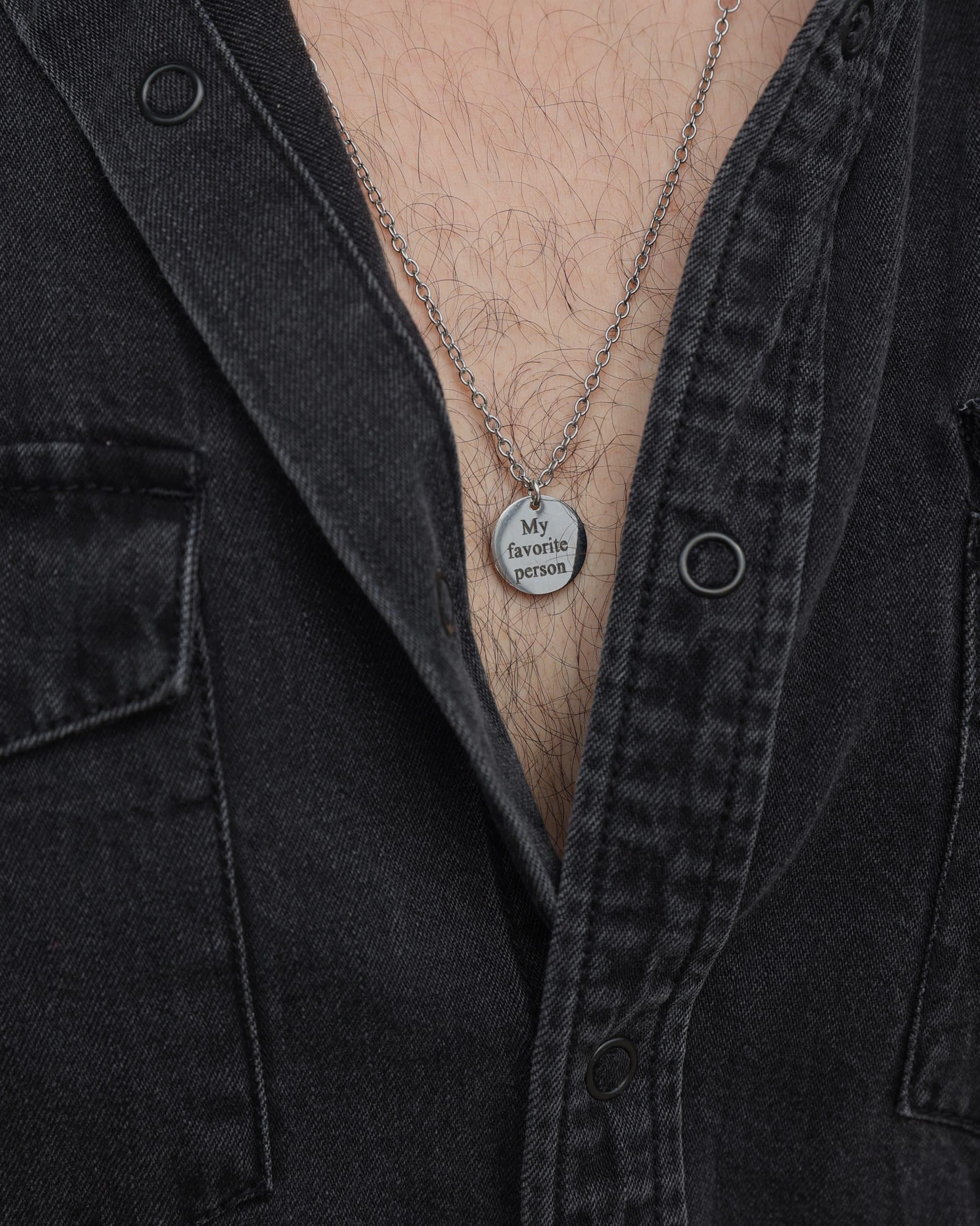 Round necklace for men - personalized engraving