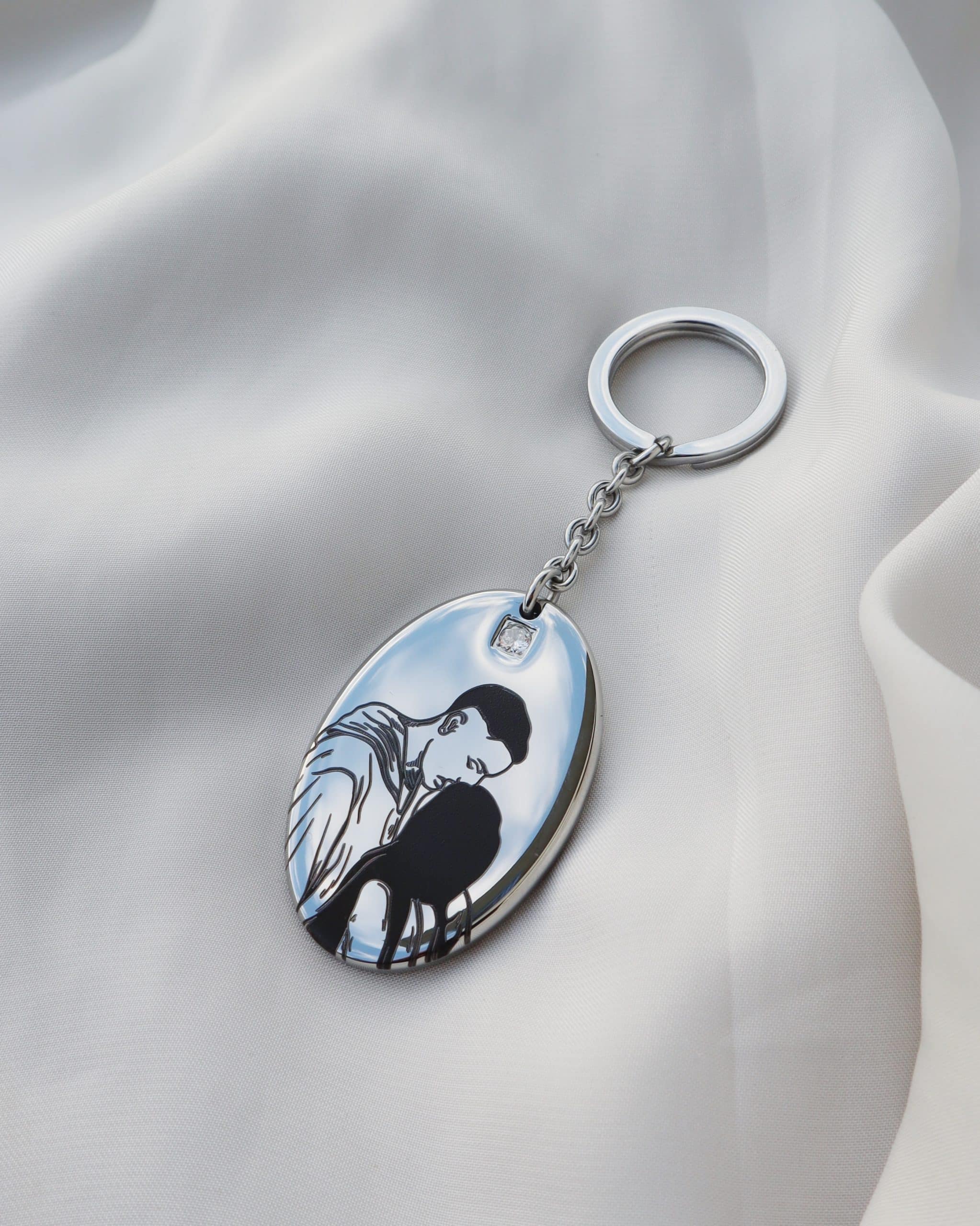 מחזיק מפתחות אליפסה - חריטה אישית