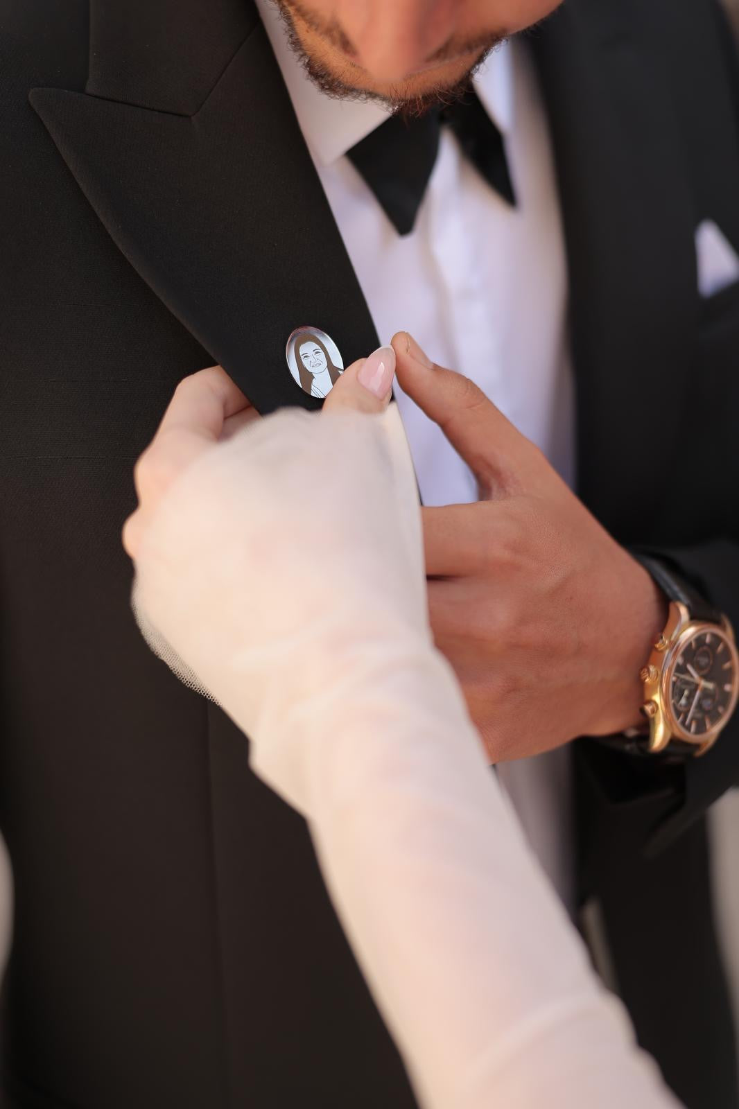 Suit lapel pin - photo engraving
