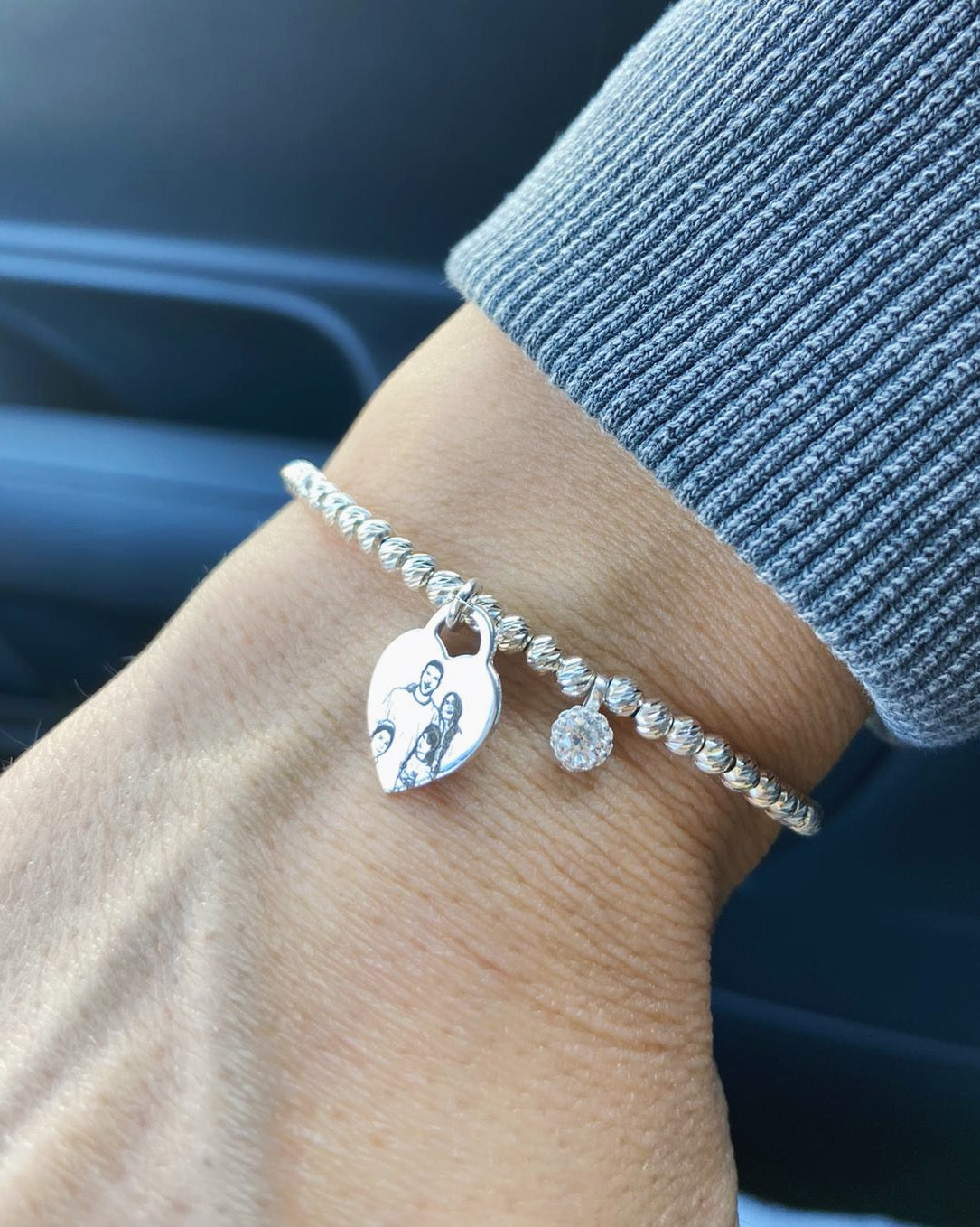 925 Silver Zircon Tennis Bracelet - Photo Engraving