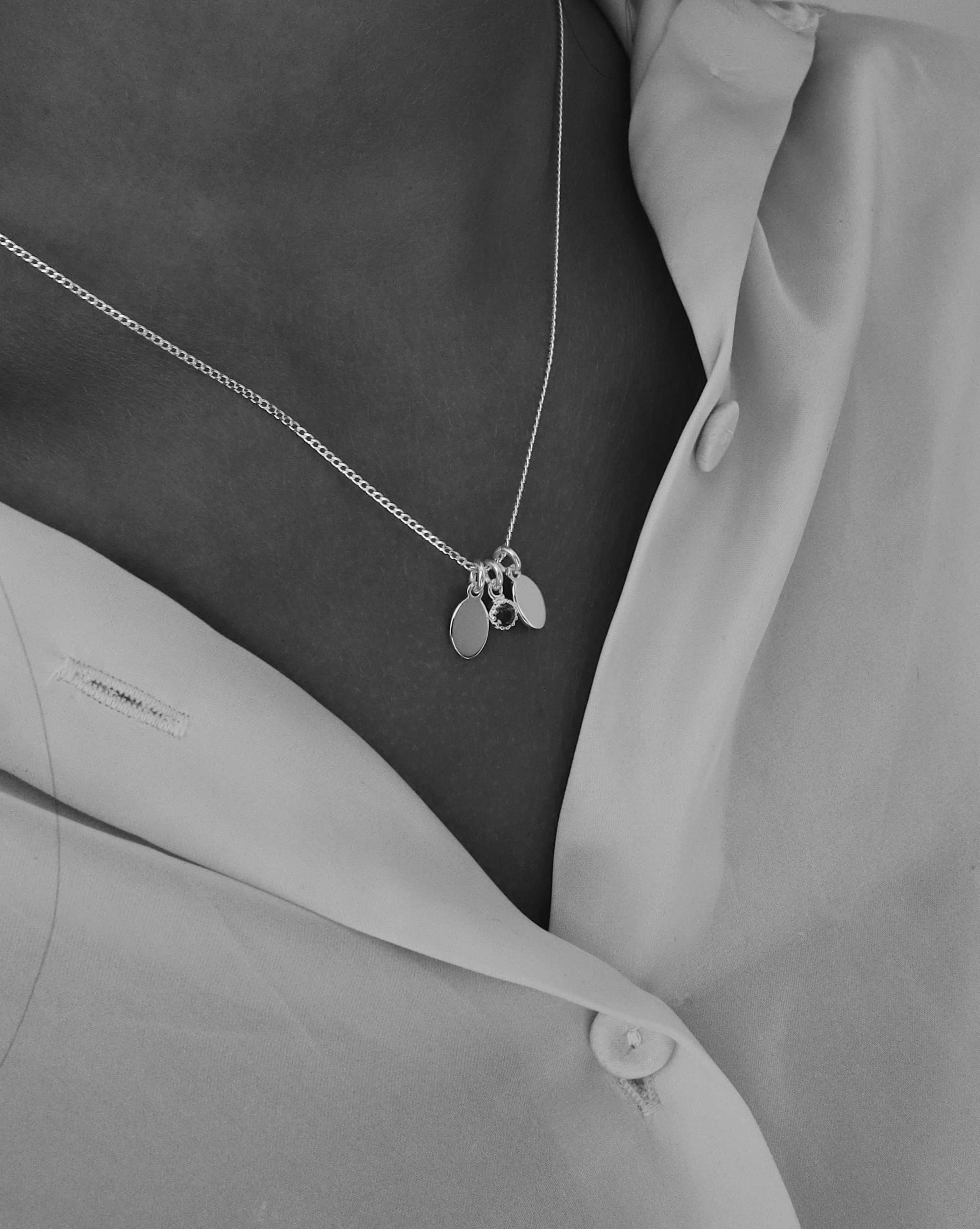 Liv Necklace - Letter Engraving and Colorful Zircon - 925 Silver