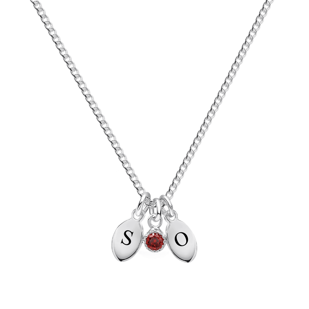 Liv Necklace - Letter Engraving and Colorful Zircon - 925 Silver