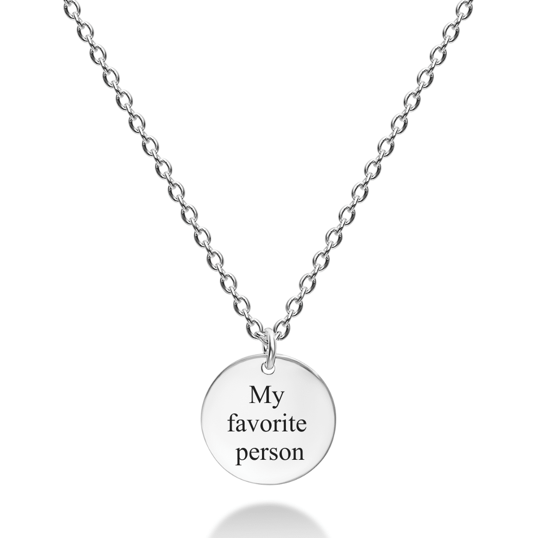 Men's Necklace - Round Pendant - Personalized Engraving