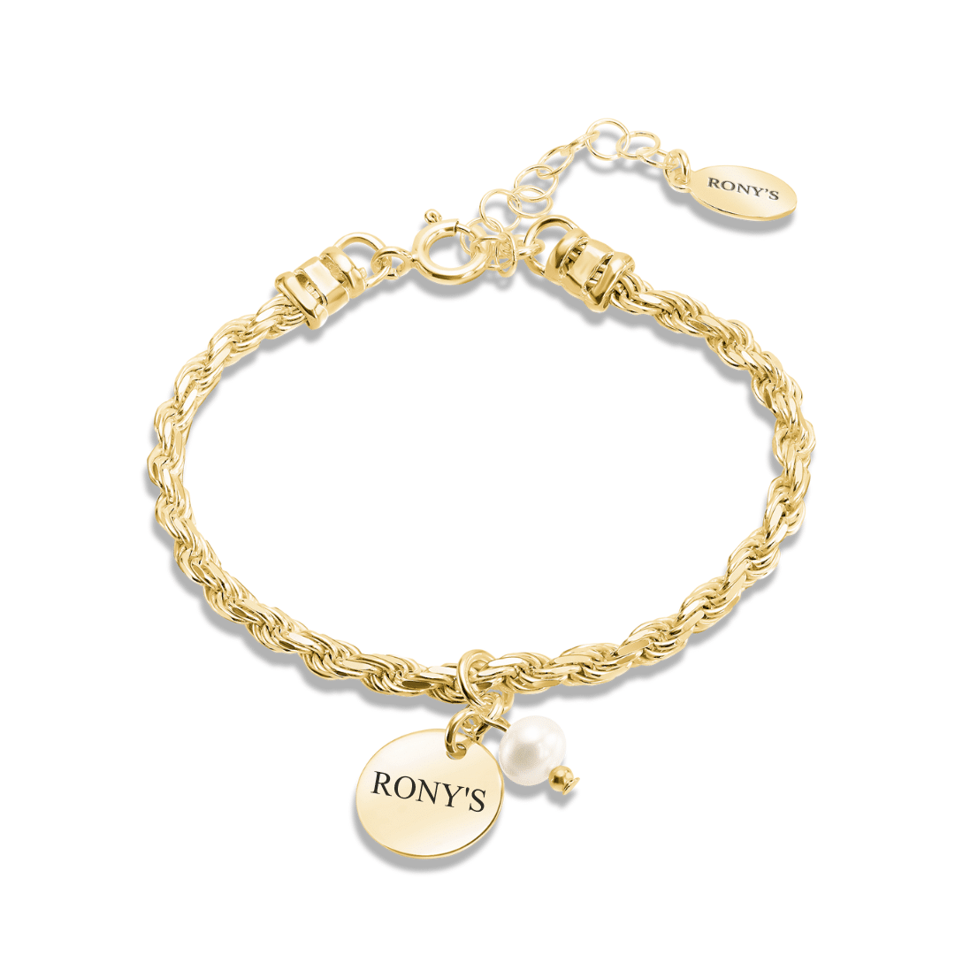 Golden Rope Bracelet - Personalized Engraving