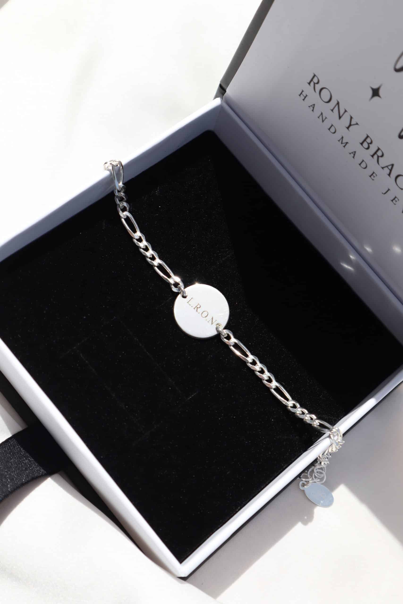 Personalized engraved bracelet - Figaro model - 925 silver