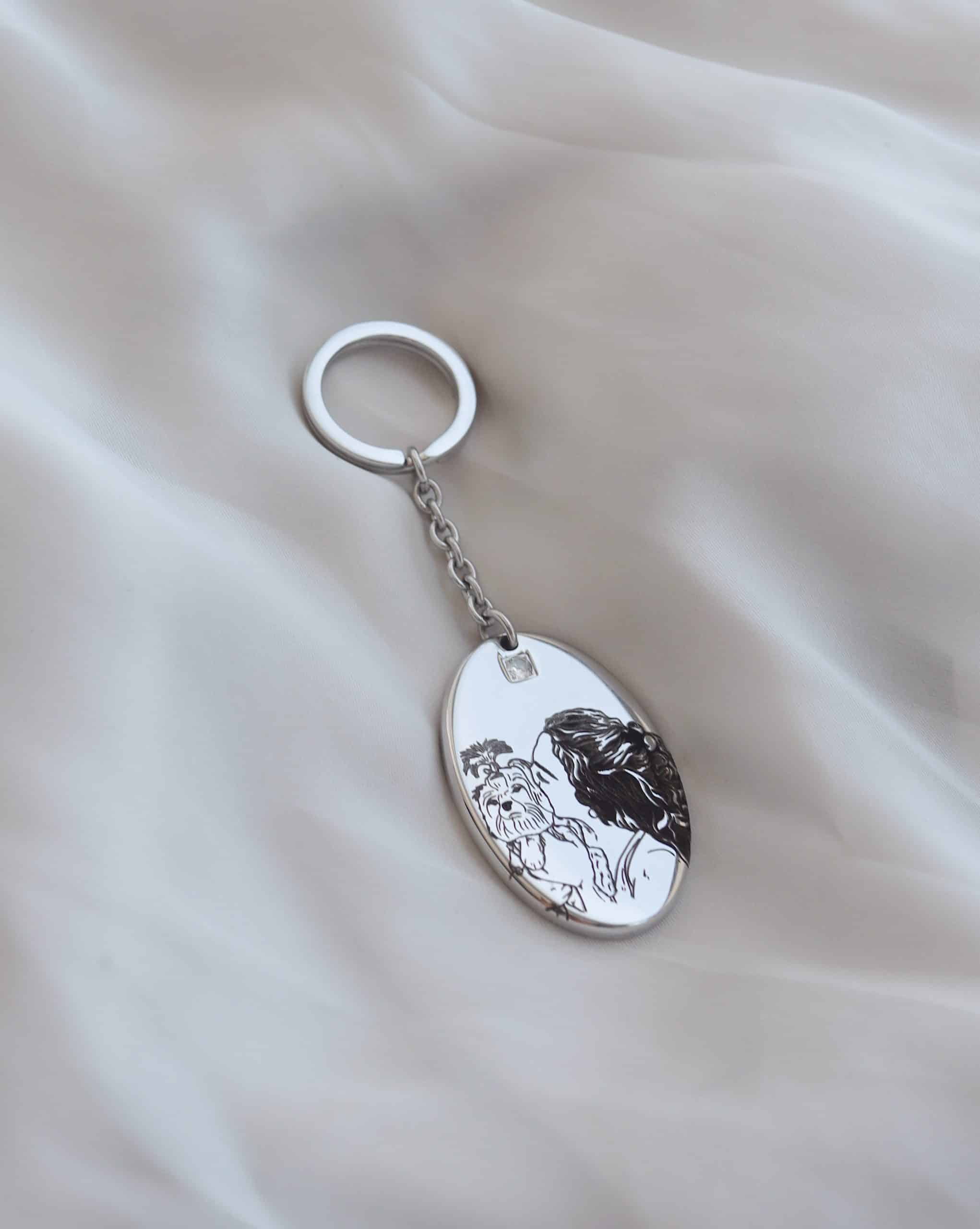 מחזיק מפתחות אליפסה - חריטה אישית