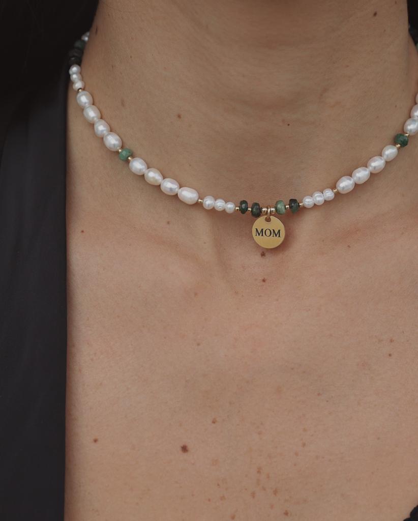 Michaela Necklace - Photo Engraving - 13 Gemstones to Choose From