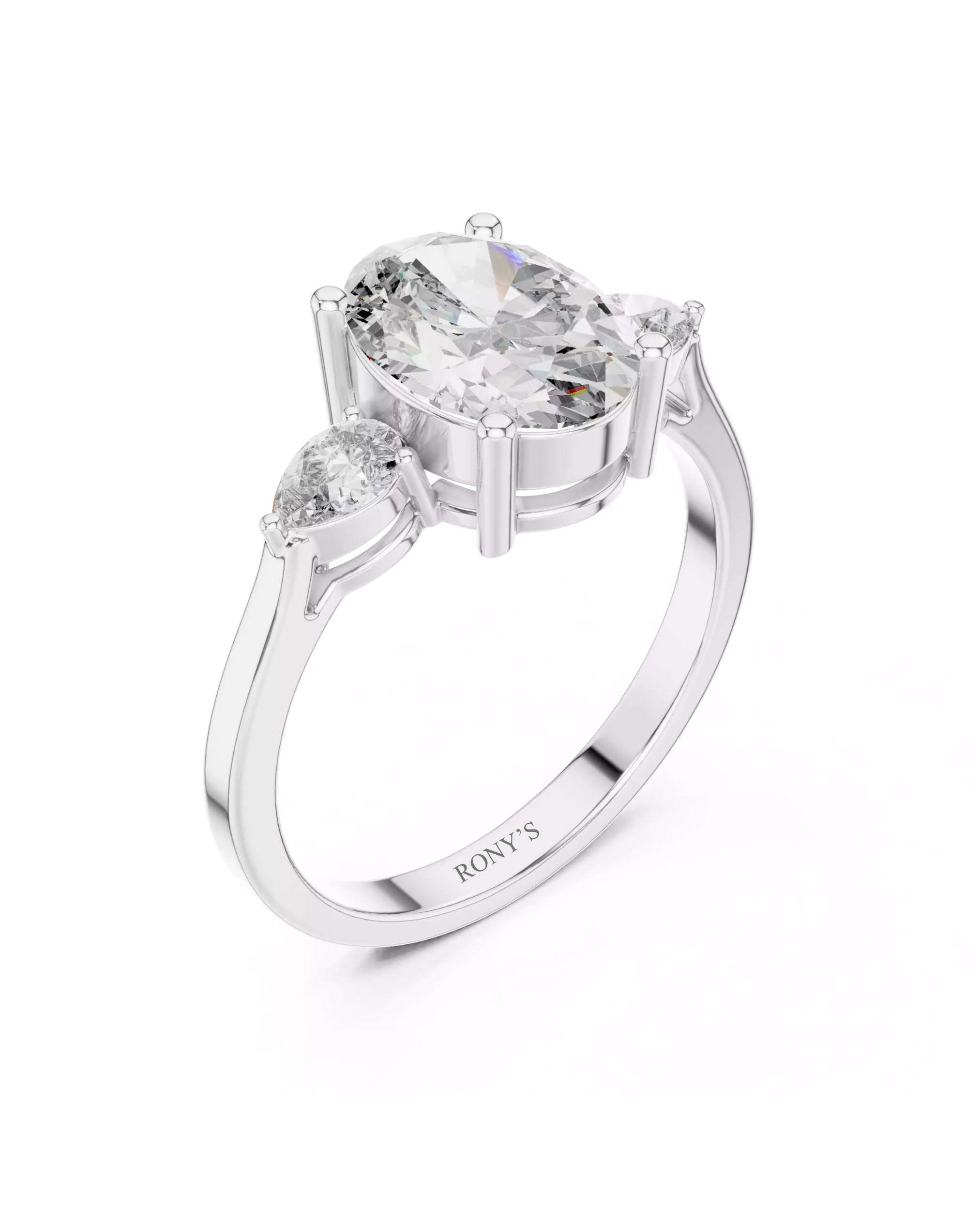 טבעת אירוסין - שיבוץ יהלומי אובאל