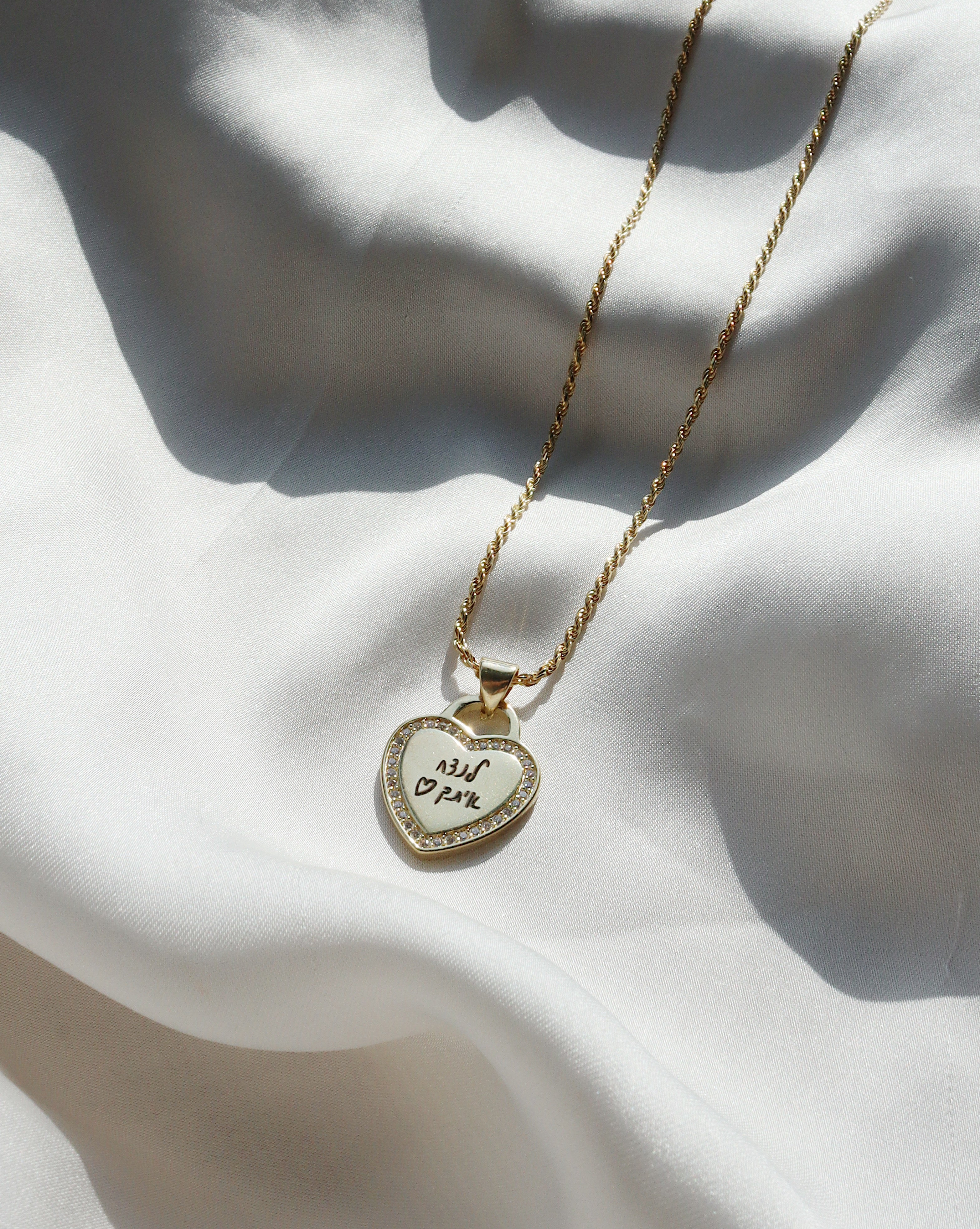 Valentine Golden Necklace - Handwritten Engraving
